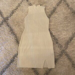 White Halter Ribbed Sleeveless Bodycon Dress Size Medium